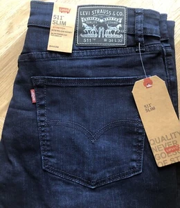 Levi's 511 Men's Slim Fit Stretch Dark Blue Cotton Denim W 34 L32 New with Tags