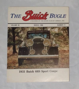 1931 Buick 66S Sports Coupe March 1986 Buick Bugle Car Club Publication Magazine - Picture 1 of 4