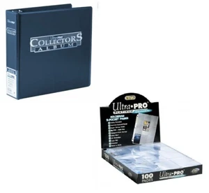 ULTRA PRO 3 RING BLUE BINDER ALBUM + 100 PLATINUM 9 POCKET PAGES SLEEVES POKEMON - Picture 1 of 5