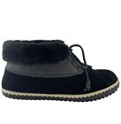 SPERRY Elayna Duck Boots Womens Size 8 Black & Gray Suede Rubber Slipper Booties