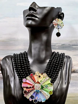 Heidi Daus Jewelry Set Color My World 6 Strand Multi Color Necklace NWT - Image 1 of 4