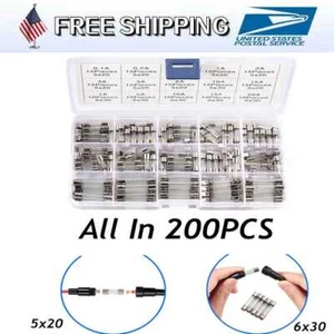 200 piezas fusibles de vidrio kit surtido de fusibles automotrices para autocaravana camión barco 250 V - Imagen 1 de 7