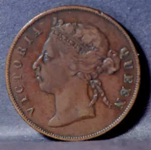 Straits Settlements 1884 Cent, KM9a, Very Fine+, marks, NR, 5-21* - Picture 1 of 2