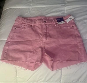 Old Navy Pink Cut Off Shorts High Rise OG Straight Womens Size 16 - Picture 1 of 3