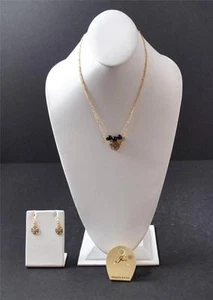 I Creative Conjunto de Pendientes Perforados Collar Cruz Tono Dorado Cuentas Negras Artesanales G4 - Imagen 1 de 12