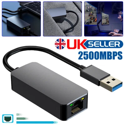 2500Mbps USB 3.0 To RJ45 2.5G Ethernet Gigabit Lan Network Adapter Converter /UK - Image 1 of 4