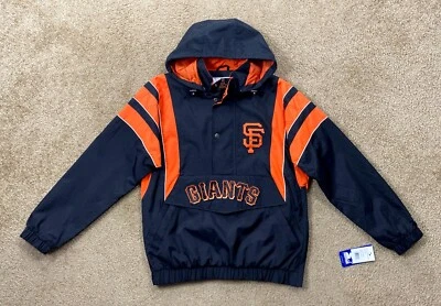 SAN FRANCISCO GIANTS Starter  Half Zip Pullover Jacket BLACK  3X 4X 5X - Image 1 of 4