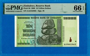 Simbabwe 10 Billionen Dollar Edelstein unzirkuliert PMG 100 % zertifiziert authentisch COA - Bild 1 von 7