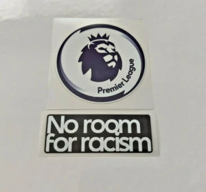 PREMIER LEAGUE PATCH BADGE 2020-2021 & NO ROOM FOR RACISM IRON ON PLAYER SIZE - Picture 1 of 6