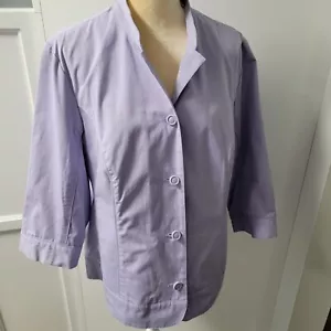 Coldwater Creek Curved Hem Canvas Button Front Jacket Blazer 20 Lavender NWT - Picture 1 of 12
