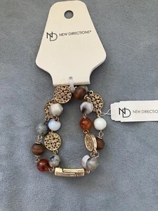 Pulsera para mujer New Directions marrón gris dorado varios hilos cierre magnético - Imagen 1 de 5