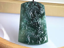 Certified Icy Blue Water Burma Natural A Jade jadeite Pendant Dragon 生意兴隆 0419