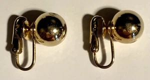 Winard 12k GF Gold Ball Clip-on Earrings Vintage - Picture 1 of 14