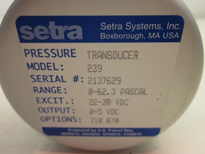Transductor de presión Setra Systems Inc 239  Foto 1 de 3