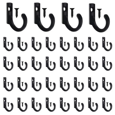 58 Pieces Black Small Key Hooks, Steel Wall Mounted Coat Hook, Single Hanger for - Image 1 of 4