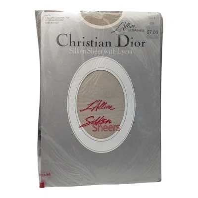 Vtg NOS Christian Dior L'Allure Ultrasheer Pantyhose Ash Sandalfoot Sz 4 XL Tall - Image 1 of 4