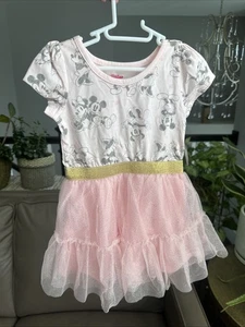 Vestido Tutú Bailarina Disney Minnie Mickey Mouse 2T Rosa Gris Dorado Nuevo con Etiquetas - Imagen 1 de 5