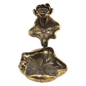 Solid Brass Frog Lotus Figurine Statue Home Ornament Figurines Collectibles Gift - Picture 1 of 6