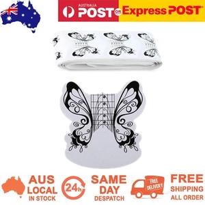 500pcs Nail Forms Stickers Butterfly Quick Extension UV Gel Polish Tip Guide Art - Picture 1 of 7