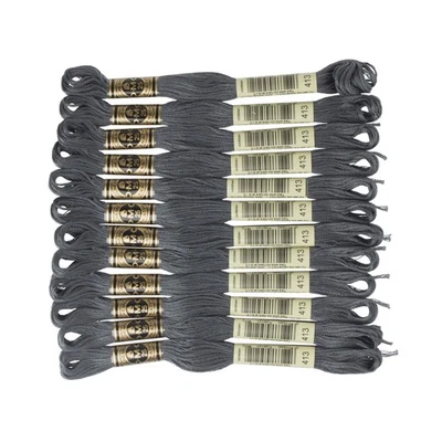 DMC Six Strand Embroidery Cotton 12 Skeins Gray Yarn 26.6 ft 100 Percent Cotton - Image 1 of 4