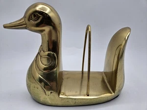 Tovagliolo anatra ottone Fritz vintage porta lettere MCM scrivania cucina raro - Foto 1 di 9