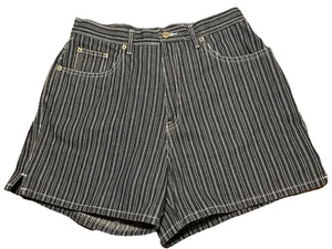 Pantalones Cortos de Jean Halston Jeanswear Tiro Alto Rayas Talla 12 Azul 100% Algodón De Colección - Imagen 1 de 9