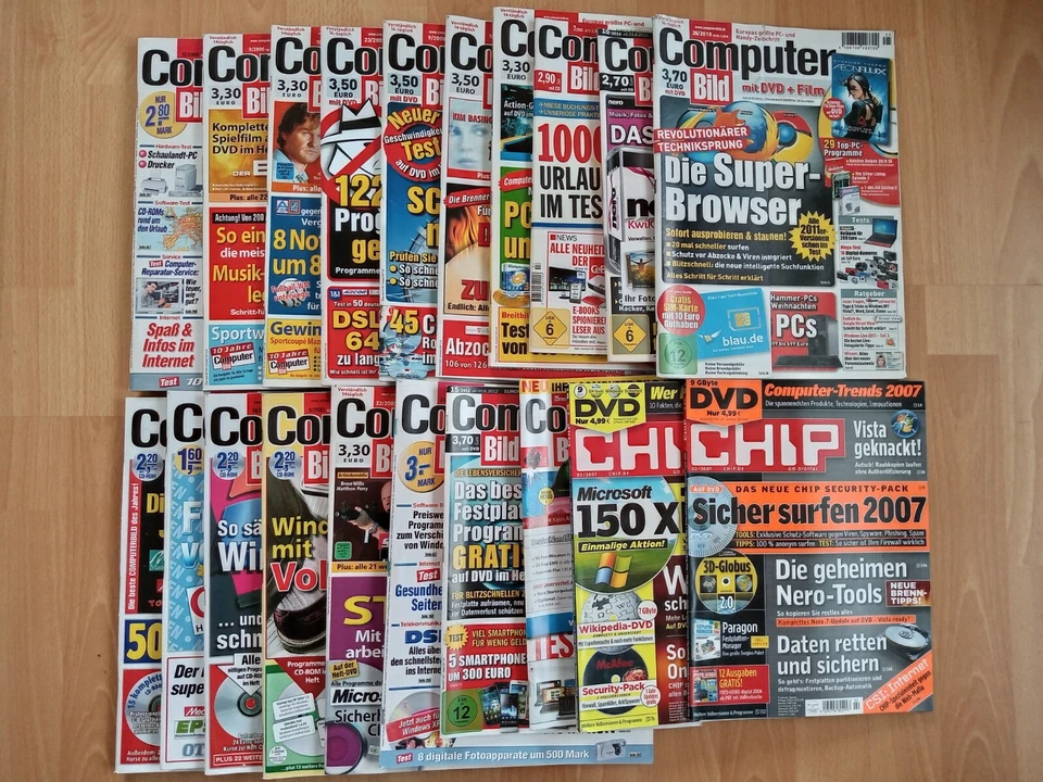19x Zeitschrift Computer Bild + 1 Heft "Chip" / meist ohne DVD/CD - Bild 1 von 1