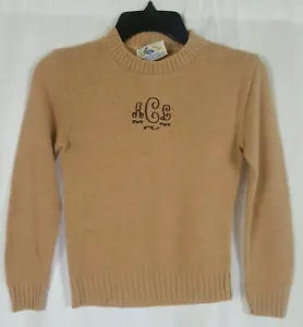Suéter vintage para mujer plumas de pelícano beige con monograma manga larga talla pequeña - Imagen 1 de 11