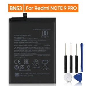 Batterie de remplacement neuve BN53 pour Xiaomi Redmi Note 9 Pro 5020mAh + outils - Photo 1 sur 6