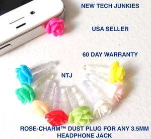 ROSE FLOWER DUST PLUG 3.5mm headphone jack for iPhone 4s 5c 6 plus galaxy s6+ s7 - Picture 1 of 11
