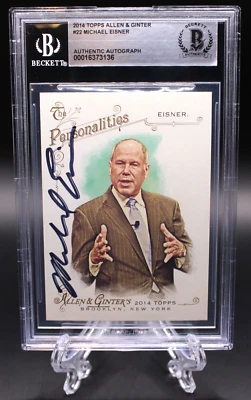 MICHAEL EISNER DISNEY CEO SIGNED ALLEN & GINTER CARD BECKETT AUTHENTIC SLAB BGS - Image 1 of 3