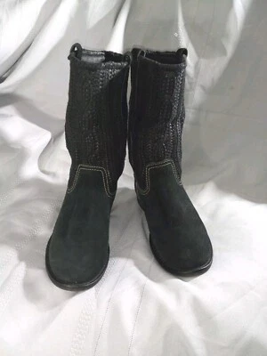Sbicca Vintage Collection Black Woven Knit Sweater Top/Suede boots Sz 6.5 USED - Image 1 of 4