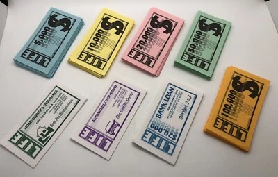 1999 The Game of Life Board Game Replacement Pieces Money & Insurance Policies - Image 1 of 3
