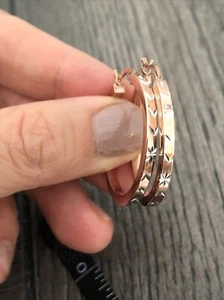 NEW Rose Tone Etched Sterling Silver Star V Hollow Hoop Earrings 1.25” - Picture 1 of 9