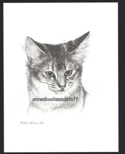 #393 SOMALI CAT PORTRAIT art print * pen & ink done by Jan Jellins - Picture 1 of 1