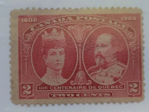 1908 Canada Post King Edward VII & Queen Alexandra, Quebec Tercentenary 98 Stamp - Picture 1 of 1