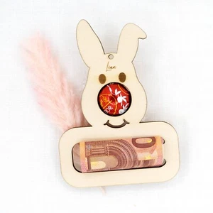 Osterhase personalisiert Geldgeschenk Tischdeko für Ostern aus Holz Motiv 3 - Bild 1 von 1