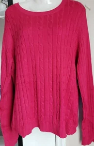 White Stag Size XL Pink Cable-Ribbed Knit Long Sleeves Sweater Acrylic Nylon NEW - Picture 1 of 6