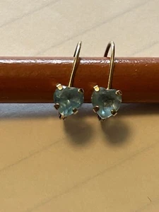 10k Gold/ Blue Stone Lever Back Earrings - Picture 1 of 4