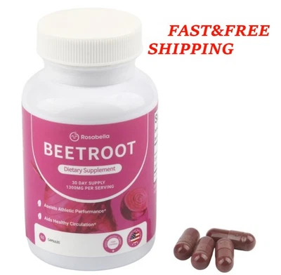 1-3pack Capsules Rosabella Supports Blood Pressure 60Ct Organic Beet Root Powder - Image 1 of 4