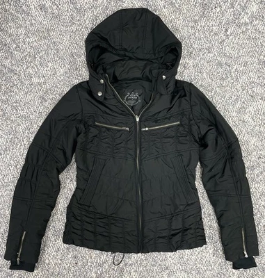 prana порошок парка куртка женщин M черный молнии с капюшоном пуховик съемный капюшон - Изображение 1 из 4