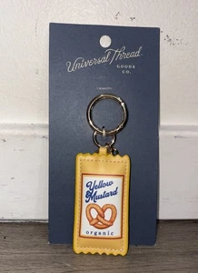 Yellow & Mustard Organic Pretzel Keychain purse charm Gift Cookout July 4th - Picture 1 of 6