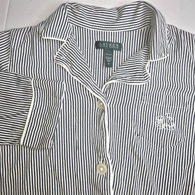 Camisa para dormir LAUREN RALPH LAUREN mediana a rayas blancas y negras para mujer -1138 Foto 1 de 4