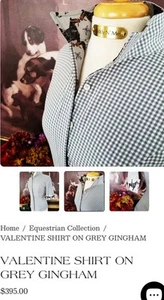 Middy N Me Valentine Gray Gingham Long Sleeve Shirt 6 Sidesaddle Fox Hunting - Picture 1 of 11