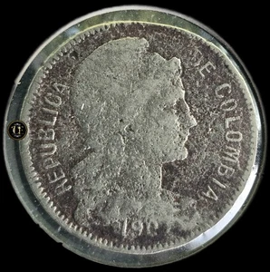 1907 - 2 Pesos p/m COLOMBIA Cu-Ni Coin . ¡RARE & SCARCE! 💥GOOD MINT (A.M).💥 - Picture 1 of 4
