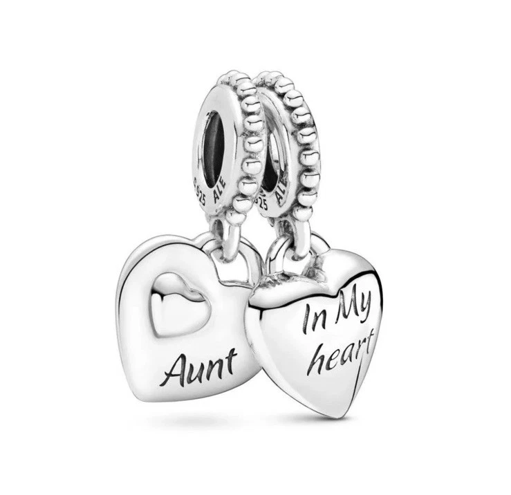 PANDORA 799188c00 Aunt & Niece Split Heart Dangle Charm S925 Ale