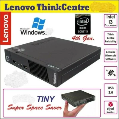 Lenovo Thinkcentre M73 Core i3-4thG @2.9GHz 8GB RAM 120GB SSD Win10 tiny mini PC - Image 1 of 3