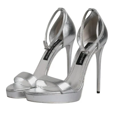 DOLCE & GABBANA Zapatos Plata Cuero Plataforma Keira Sandalias EU40 / US9.5 900usd Foto 1 de 4