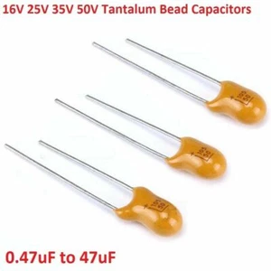 Condensadores de cuentas de tántalo DIP de 16V 25V 35V 50V rango de valores (0,47uF a 47uF) - Imagen 1 de 17