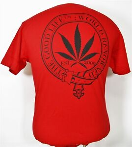 MJ Marijuana T-shirt L Red Cotton Pot Weed Cannabis Ganja 100% Cotton Large